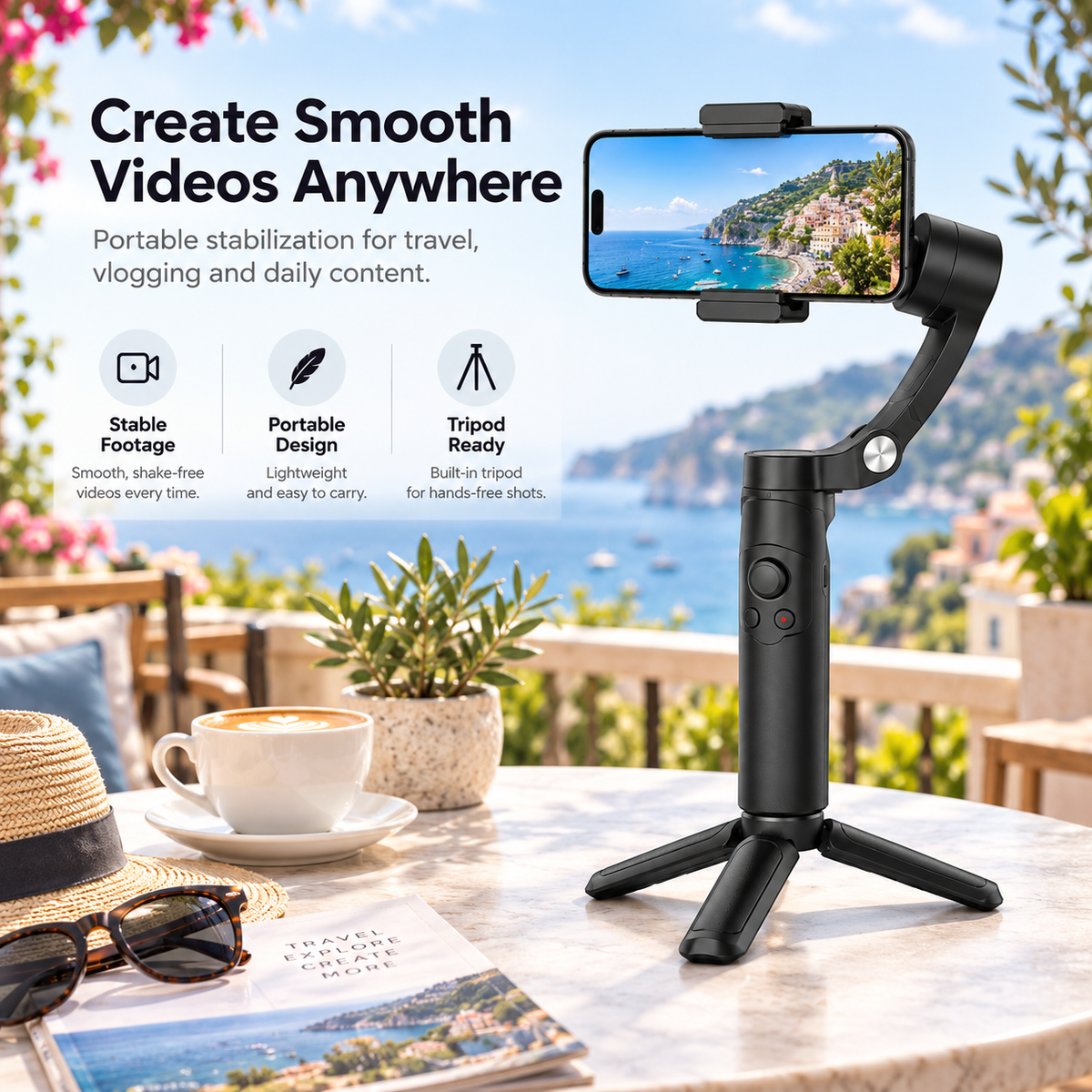 Gimbal-X5 Handheld Smartphone Stabilizer with Detachable Mini Tripod