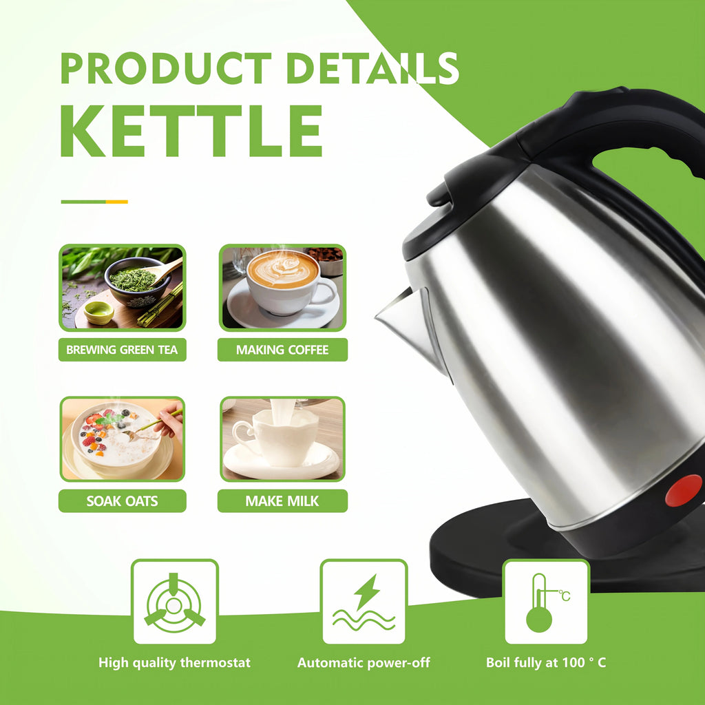 Electric Kettle Set with 2 Ceramic Cups