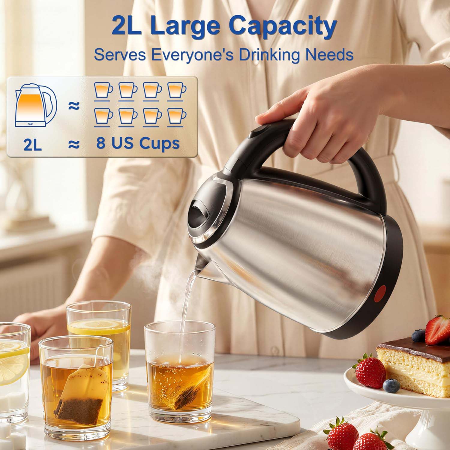 Stainless Steel Electric Kettle 1.8–2.0L in Saudi Arabia