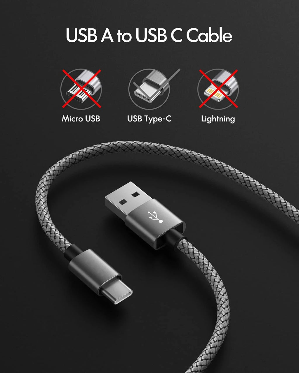 1 Meter USB to Type-C Braided Fast Charging Cable 3.1A | Saudi Arabia