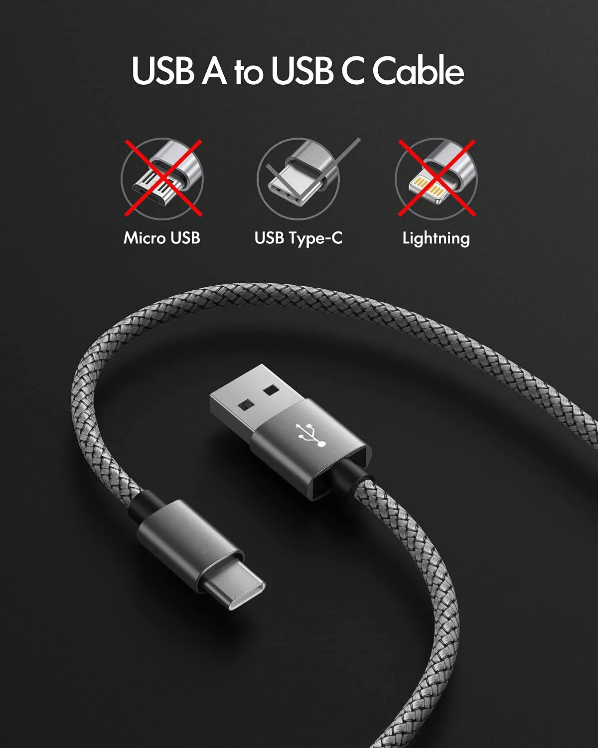 1 Meter USB to Type-C Braided Fast Charging Cable 3.1A | Saudi Arabia