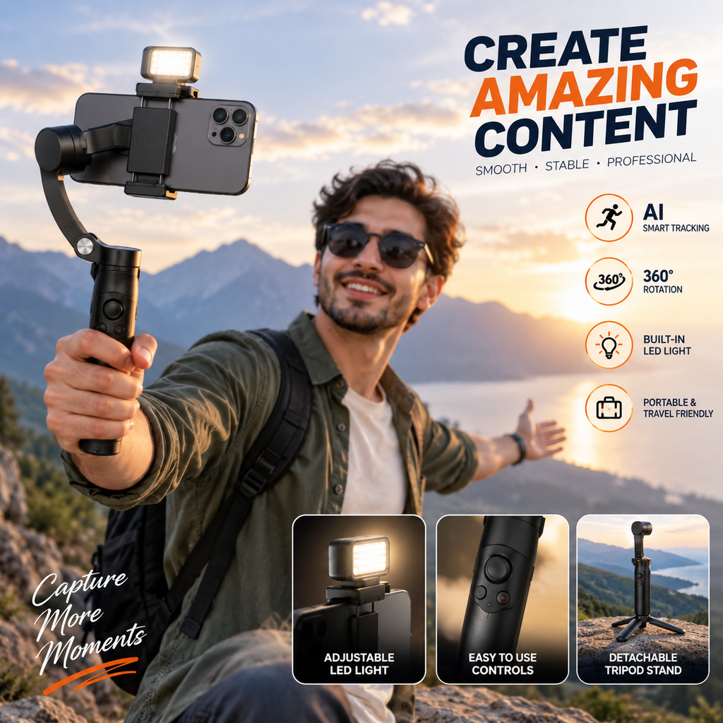 Gimbal-X5 Handheld Smartphone Stabilizer with Detachable Mini Tripod