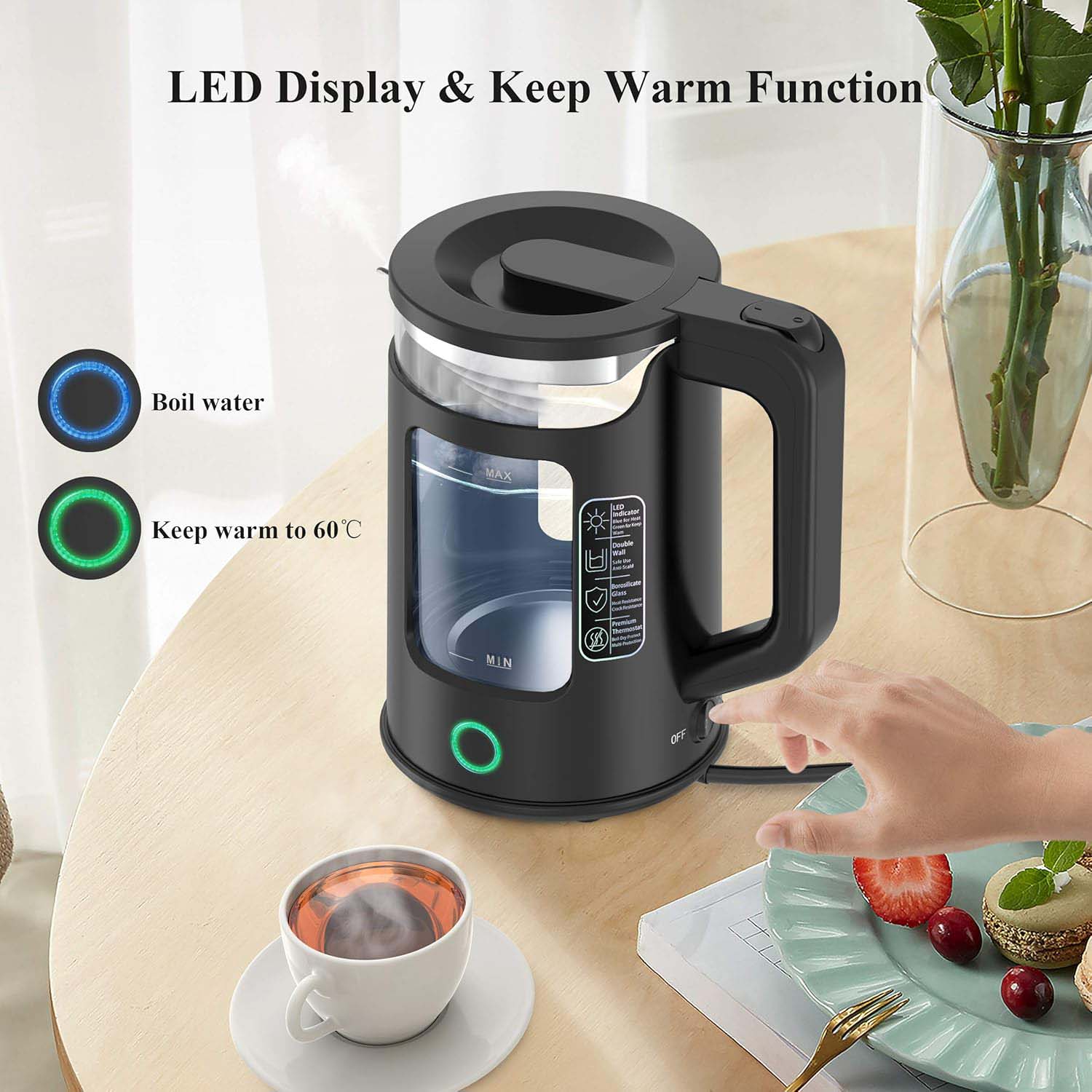 1.8L Glass Electric Kettle in Saudi Arabia