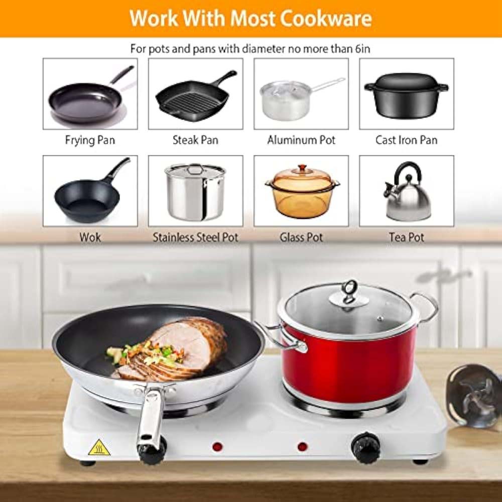 Dual Electric Hot Plate with Cast Iron Burners