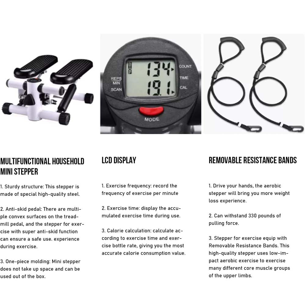 Mini Stepper Exercise Machine with Resistance Bands | Saudi Arabia