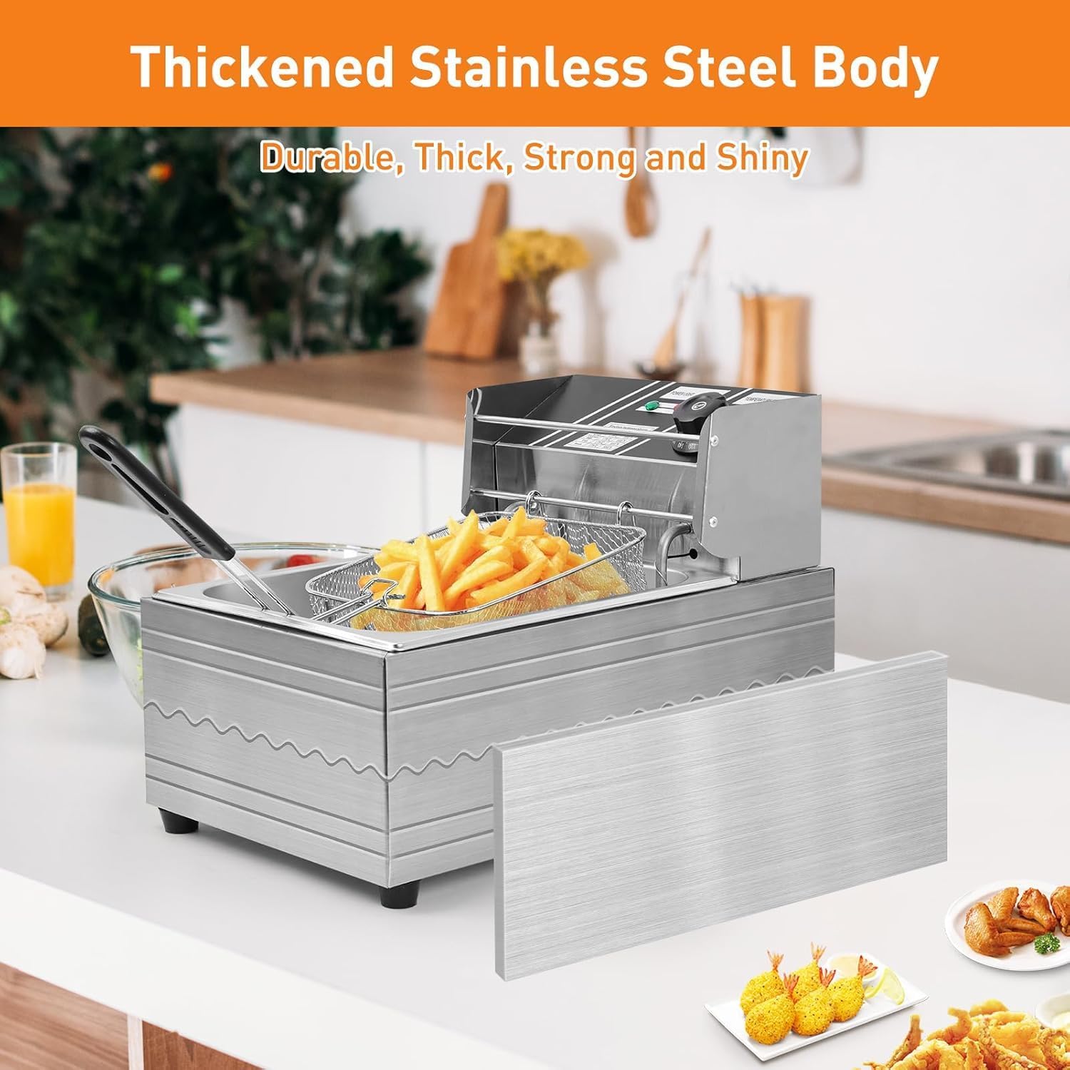 6L Electric Deep Fryer Stainless Steel 2500W