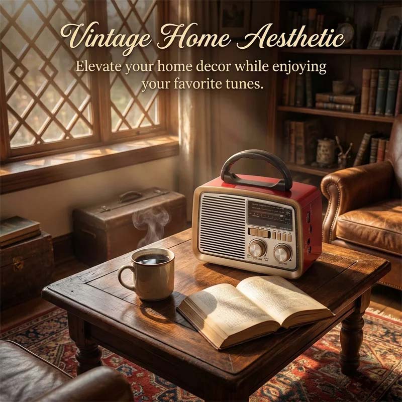 Retro HiFi Bluetooth Speaker with Solar Charging