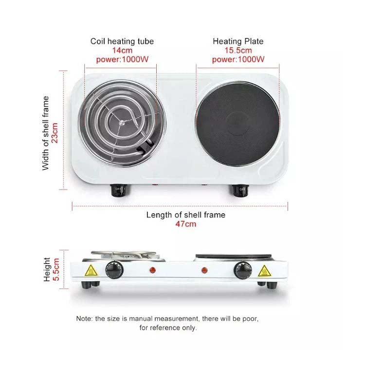 Double Electric Stove with Cast Iron Plates