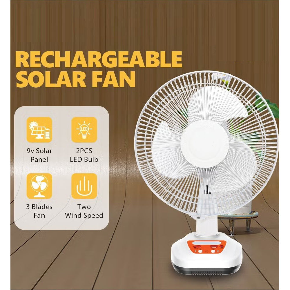 12-Inch Solar Powered Table Fan