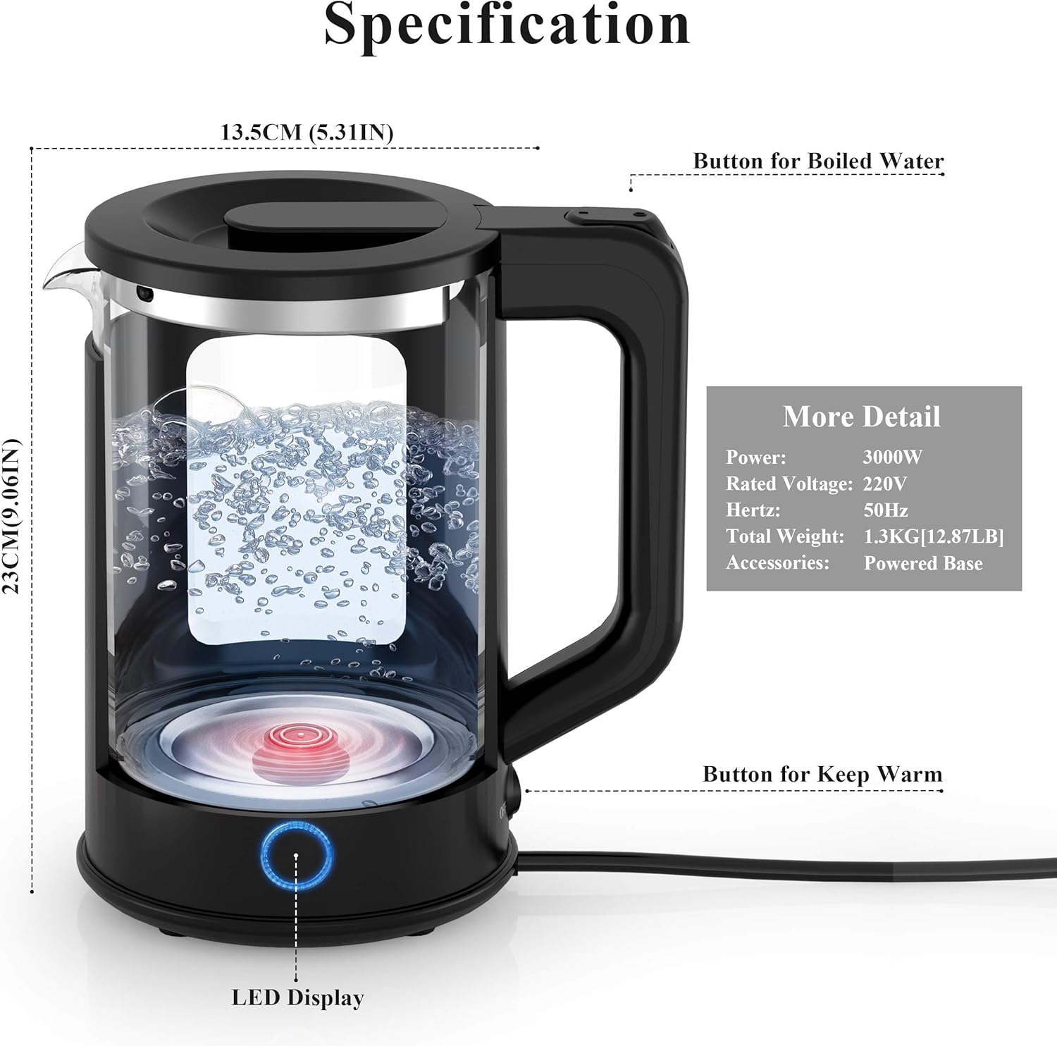 1.8L Glass Electric Kettle in Saudi Arabia