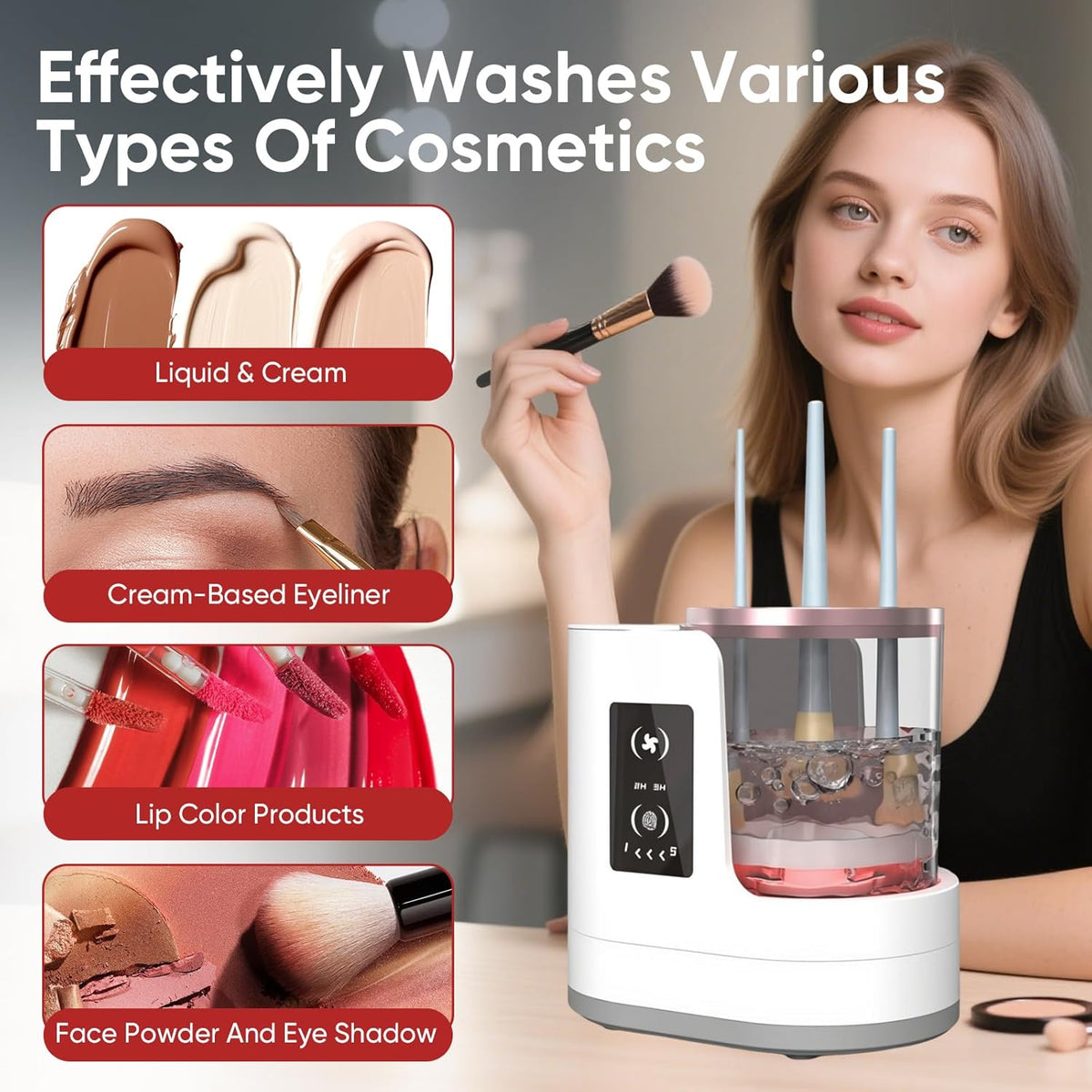 3-in-1 Electric Makeup Brush Cleaner & Dryer with USB Charging