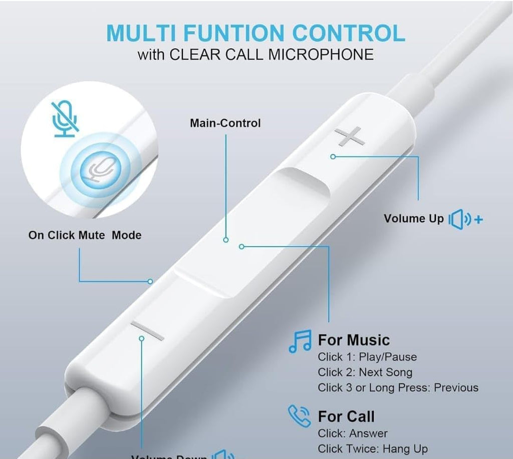 Wired Stereo Earphones with Lightning Port