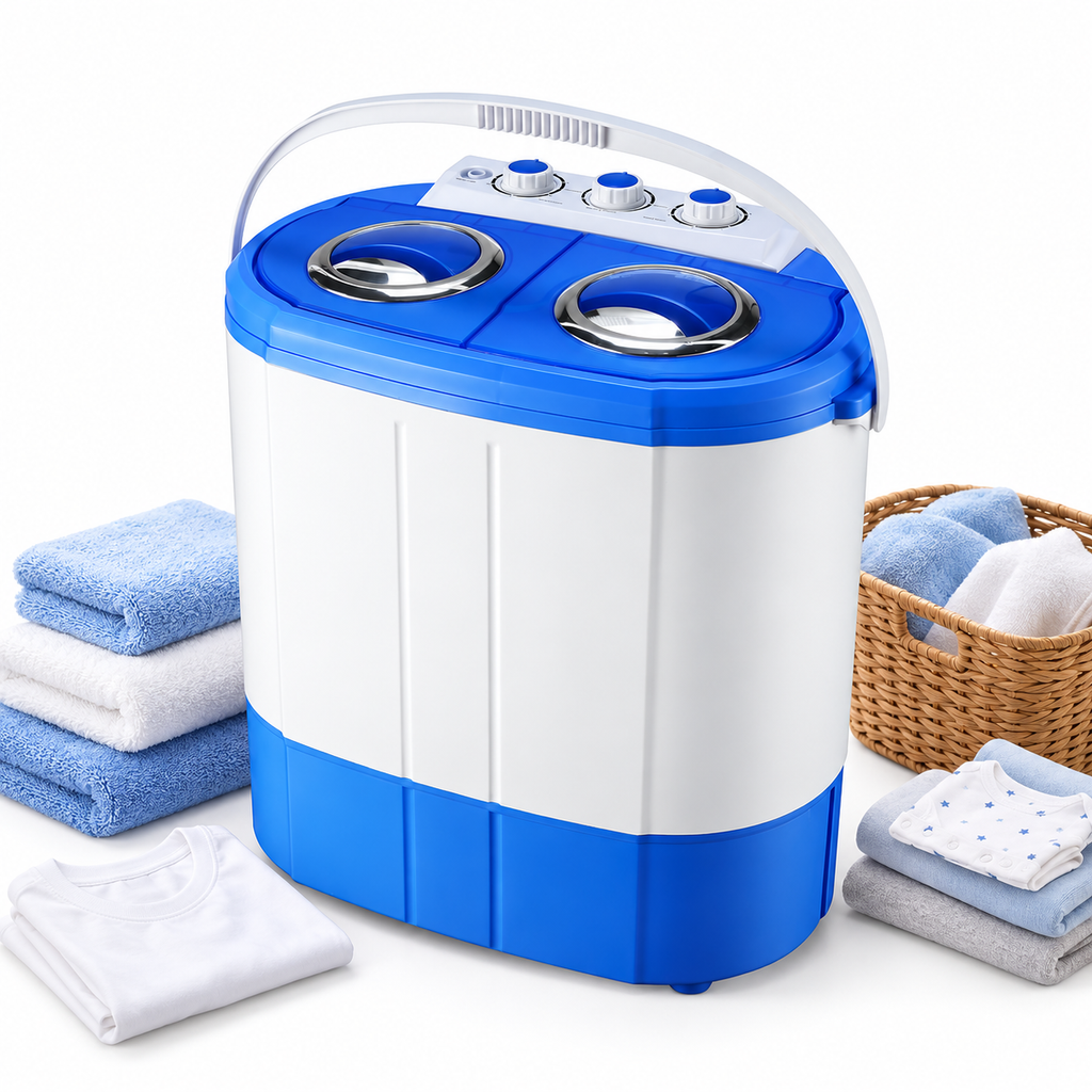 Mini Twin-Tub Washing Machine with 3kg Wash Capacity