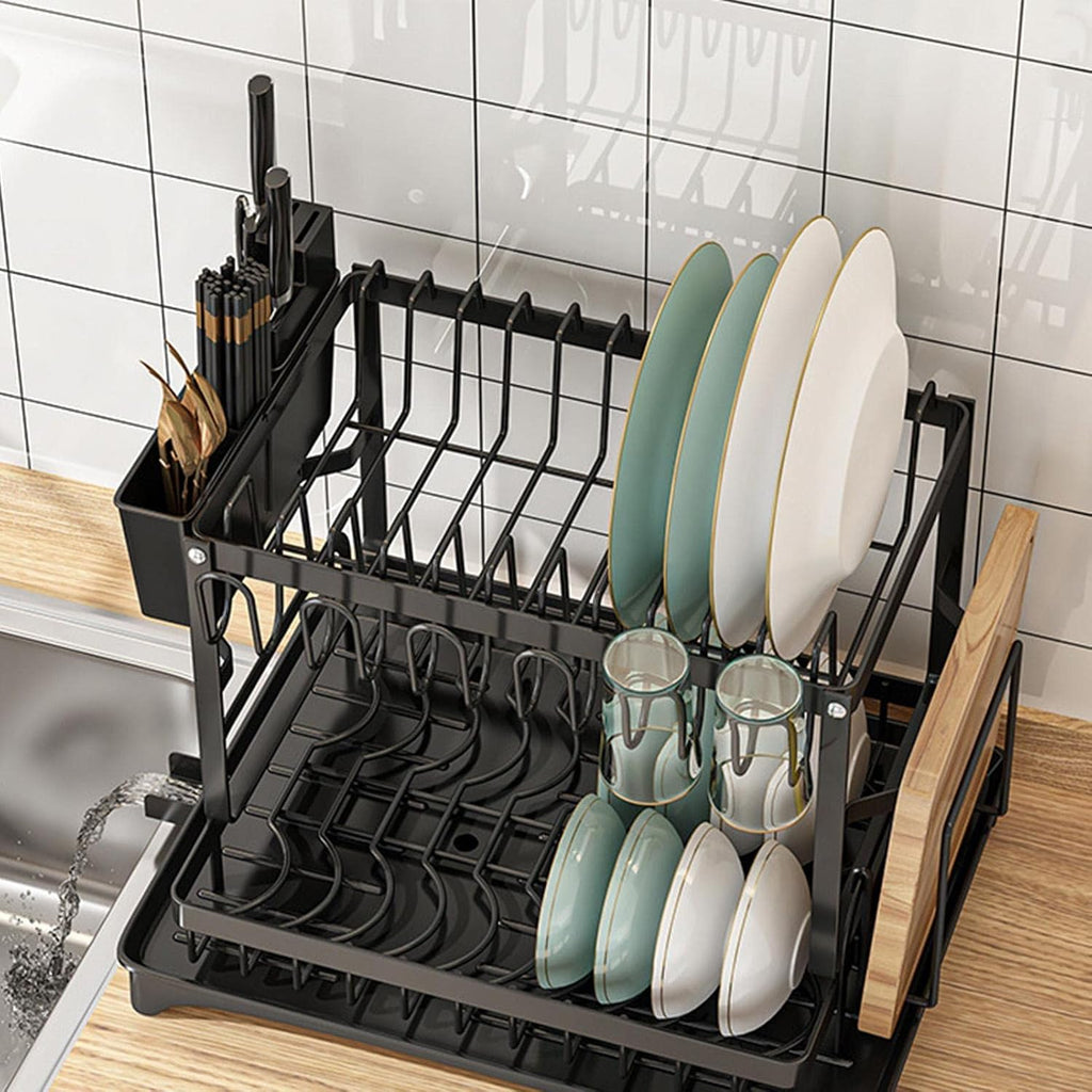Large 2-Tier Dish Drying Rack with Draining Tray