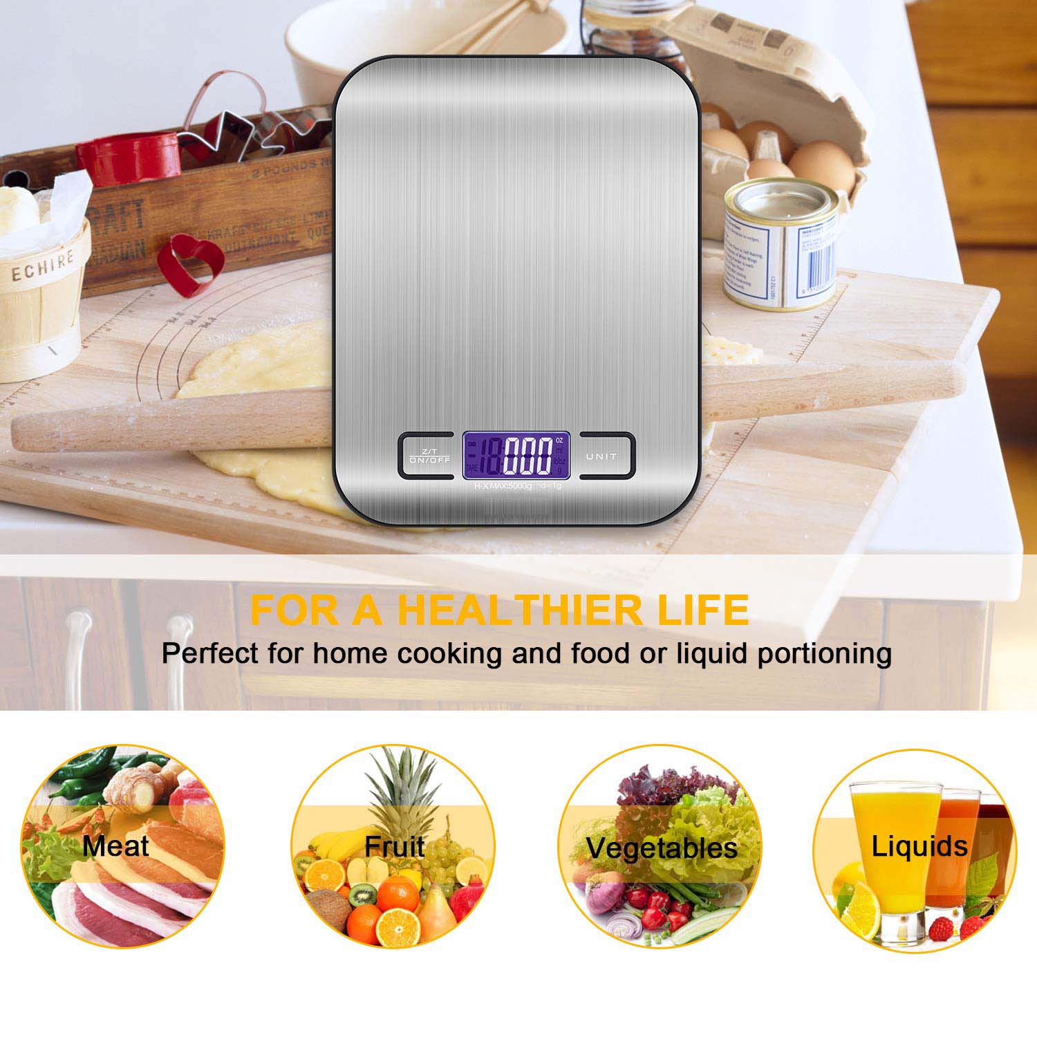 Digital Kitchen Scale with Stainless Steel
