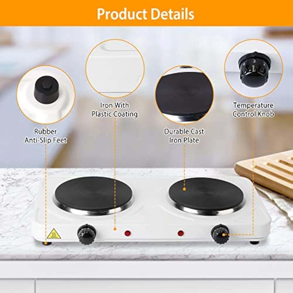 Dual Electric Hot Plate with Cast Iron Burners