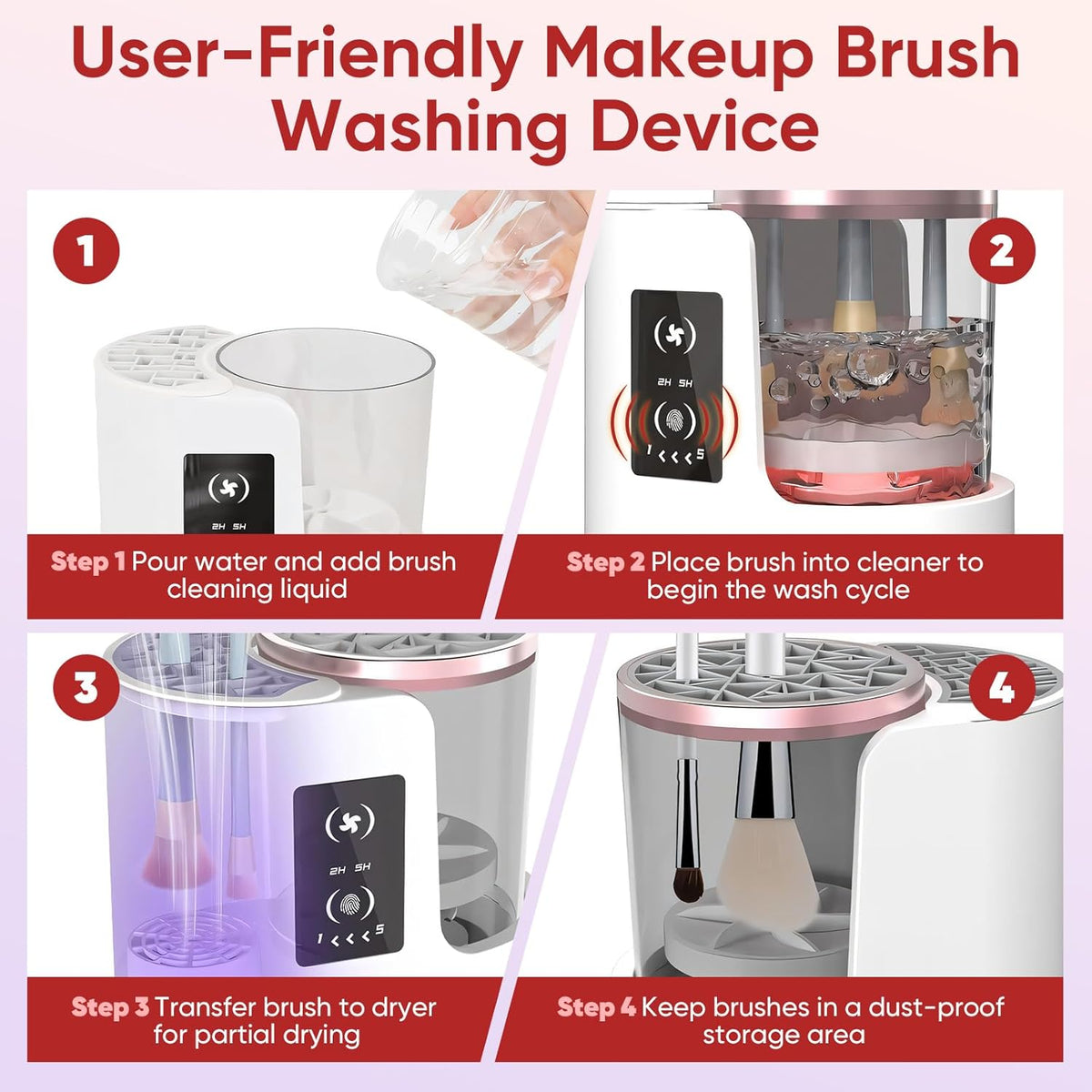 3-in-1 Electric Makeup Brush Cleaner & Dryer with USB Charging