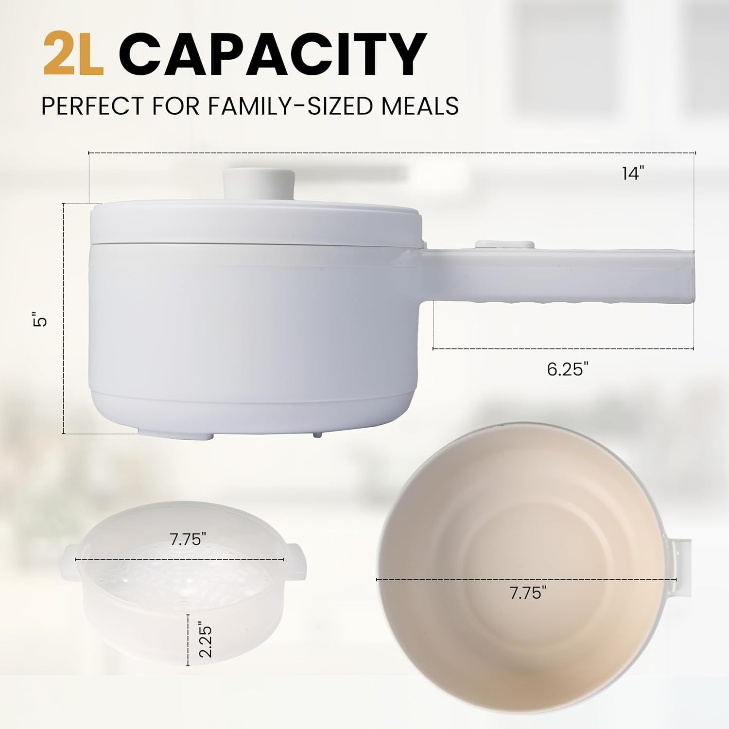 Buy 2L Mini Electric Cooker with Steamer Basket in KSA