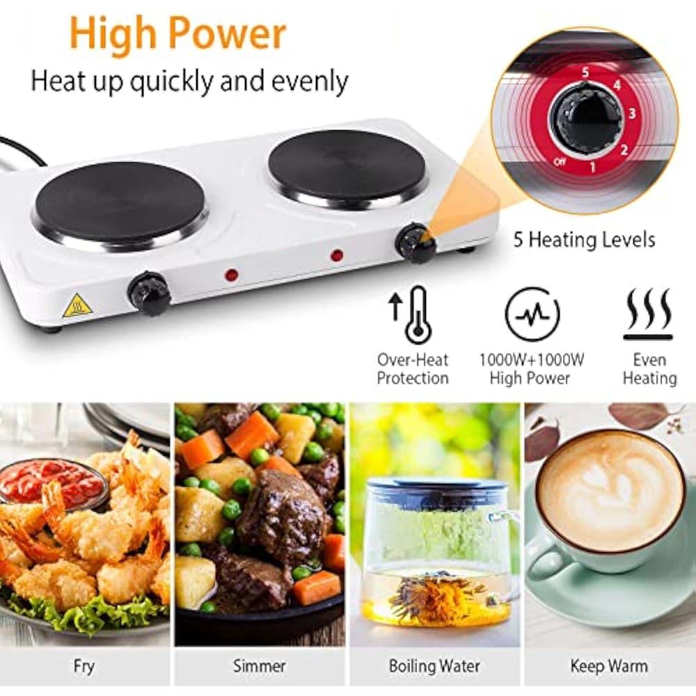 Dual Electric Hot Plate with Cast Iron Burners