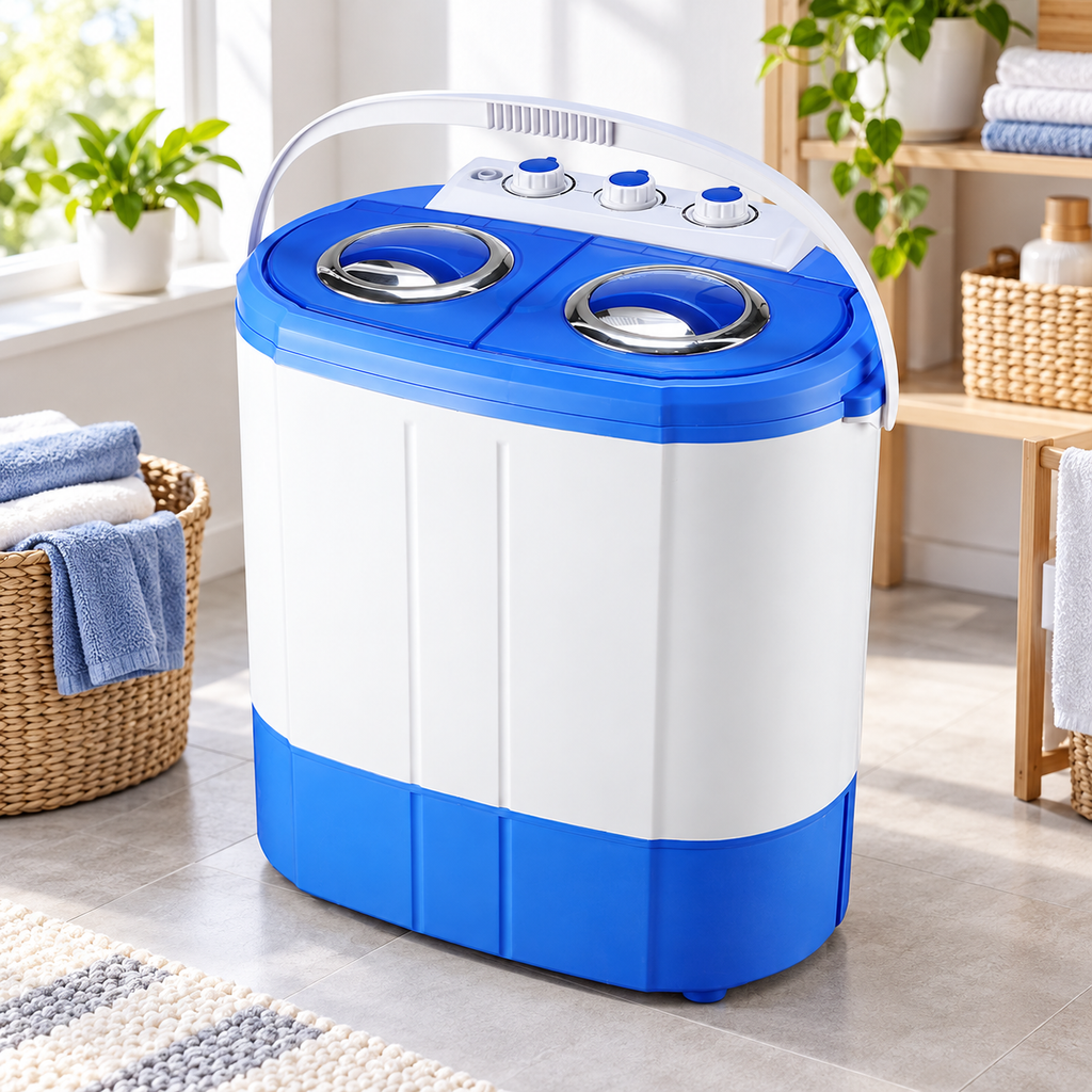 Mini Twin-Tub Washing Machine with 3kg Wash Capacity
