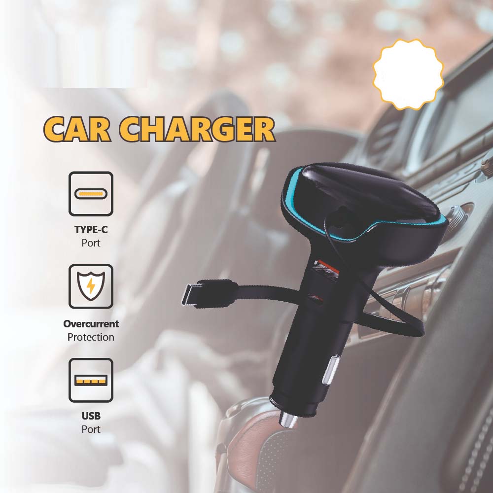 Buy 50W Type-C Retractable Car Charger Online in KSA