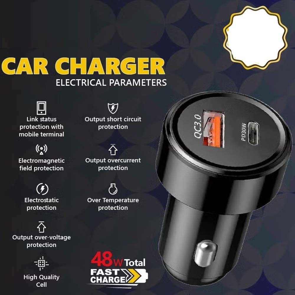48W Fast Dual Port Car Charger | Shop Saudi Arabia