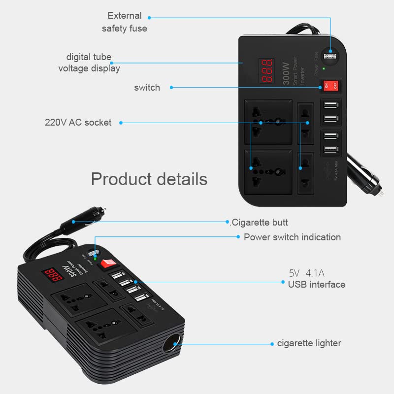 300W Car Power Inverter 12V/24V DC to AC | Saudi Arabia