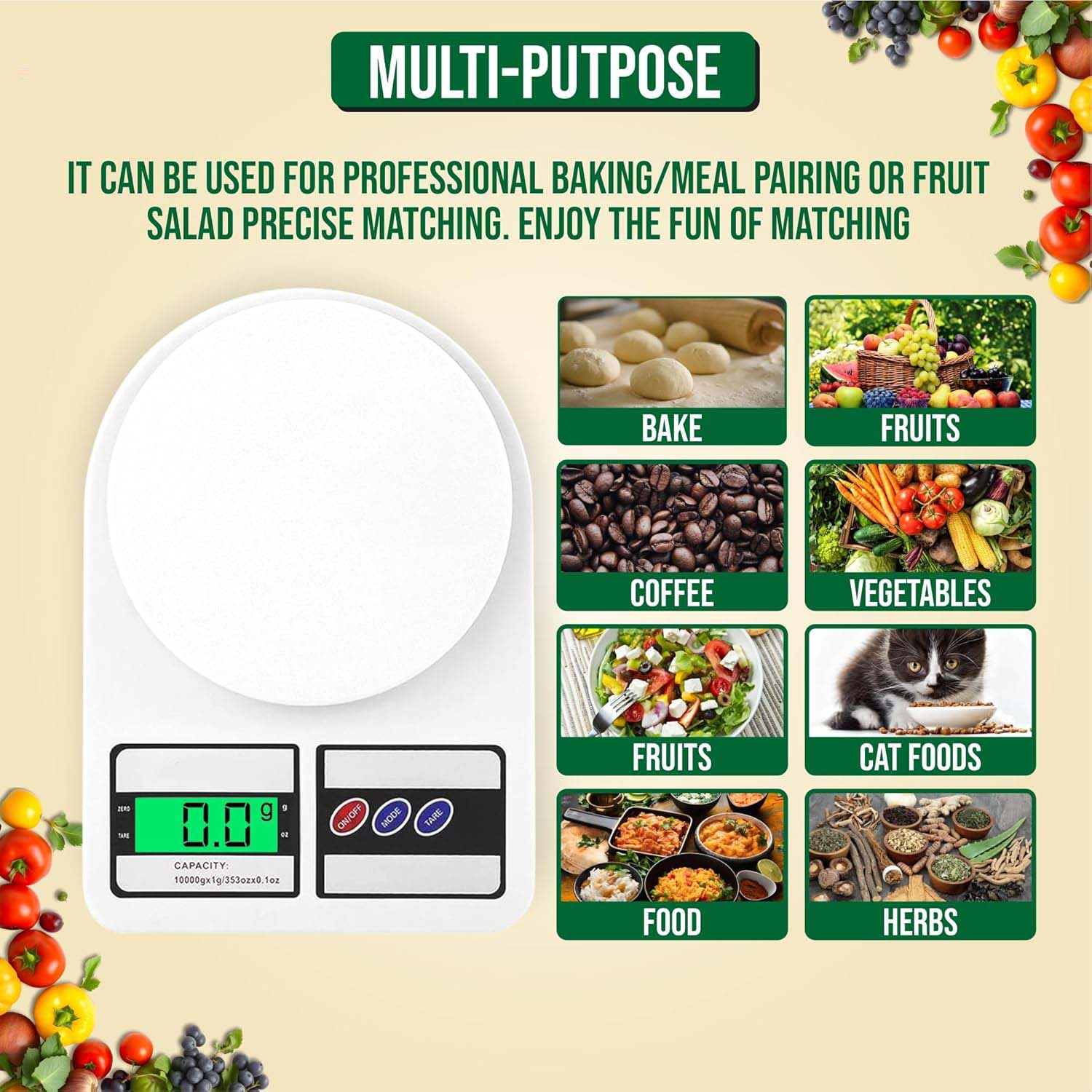Digital Kitchen Scale with 10kg Capacity