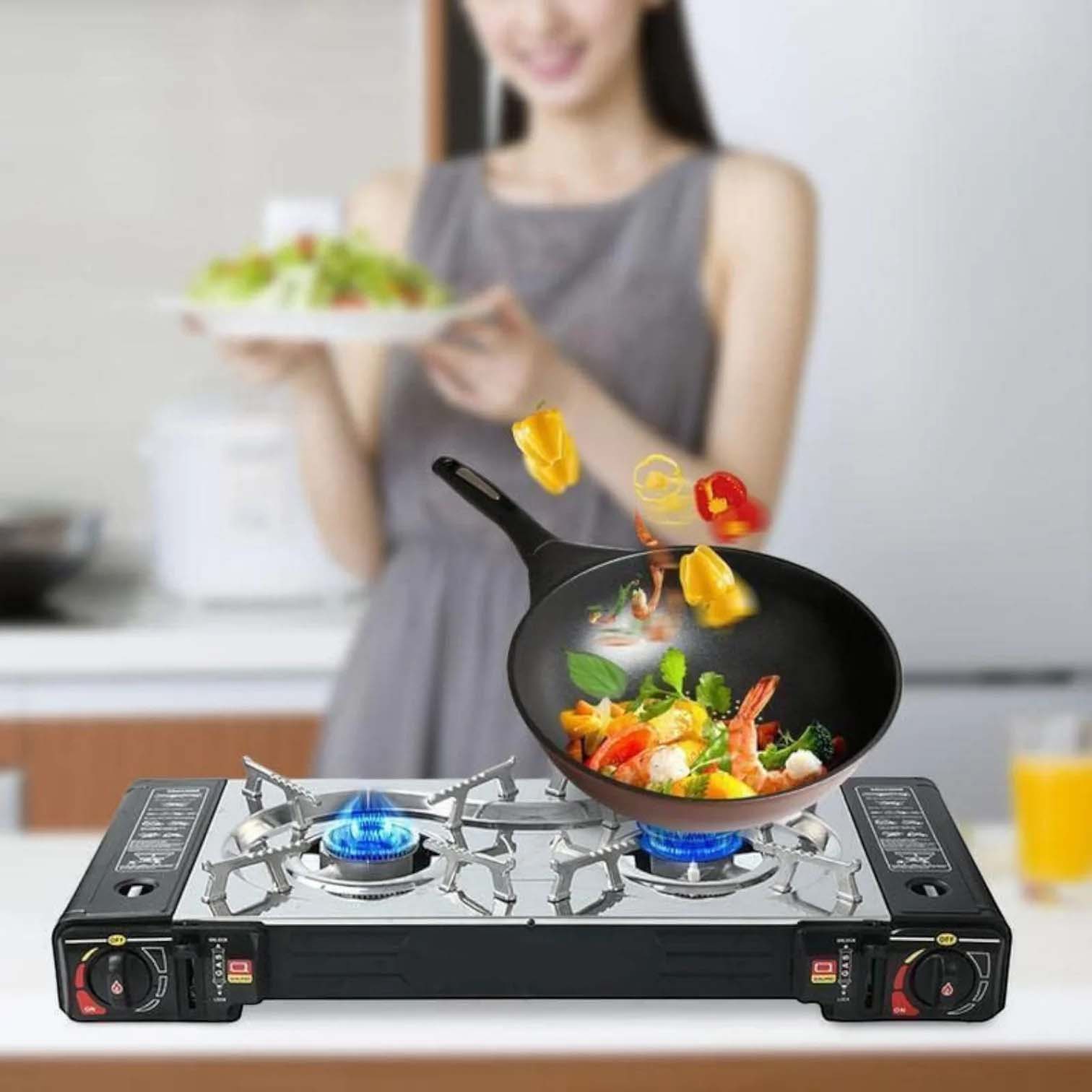 Portable Dual Burner Gas Stove