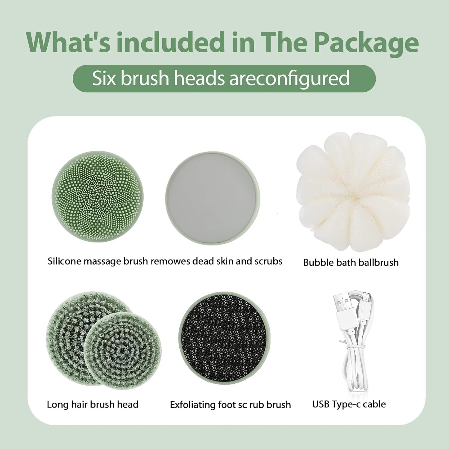 Electric Bath Brush with 6 Interchangeable Heads in Saudi Arabia