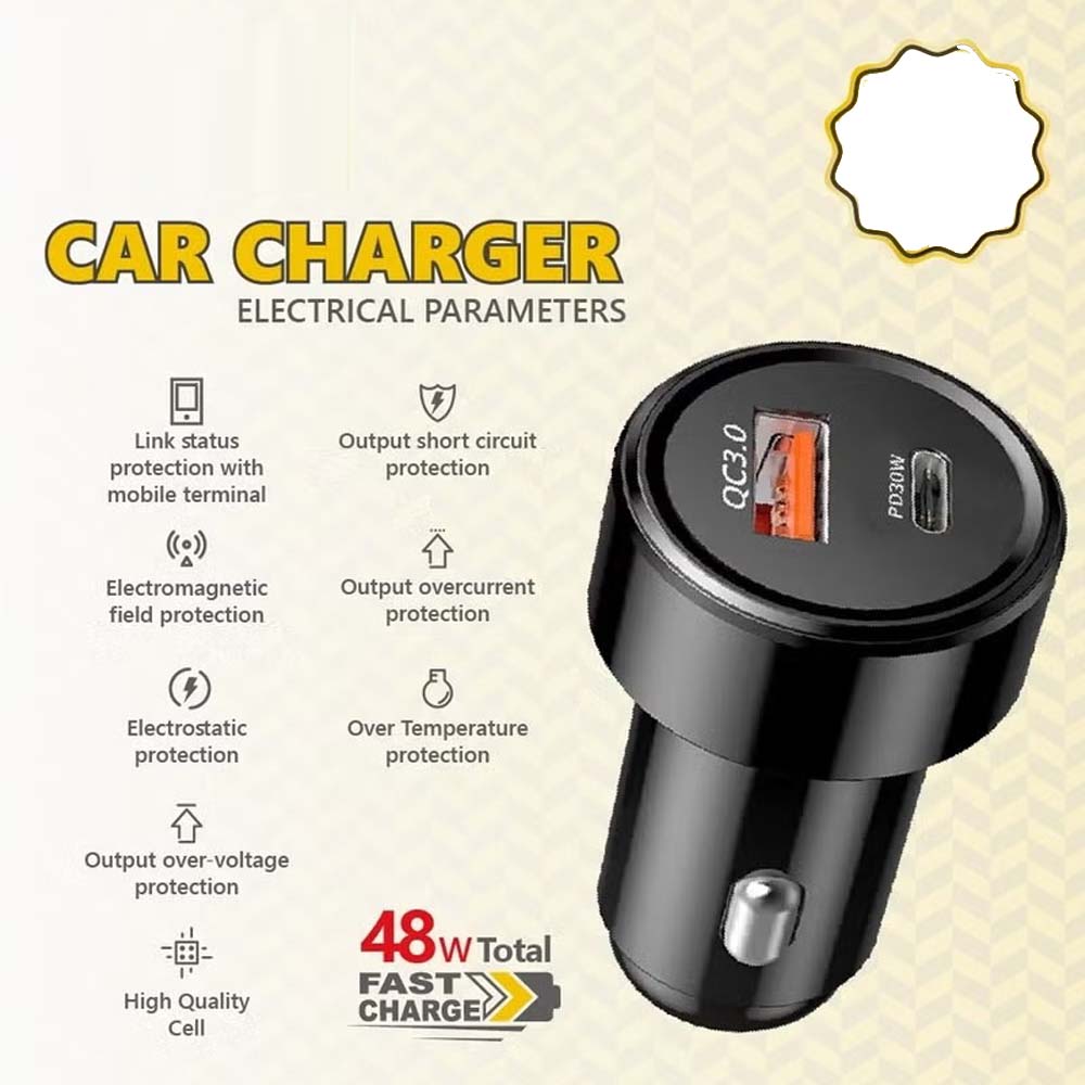 48W Fast Dual Port Car Charger | Shop Saudi Arabia