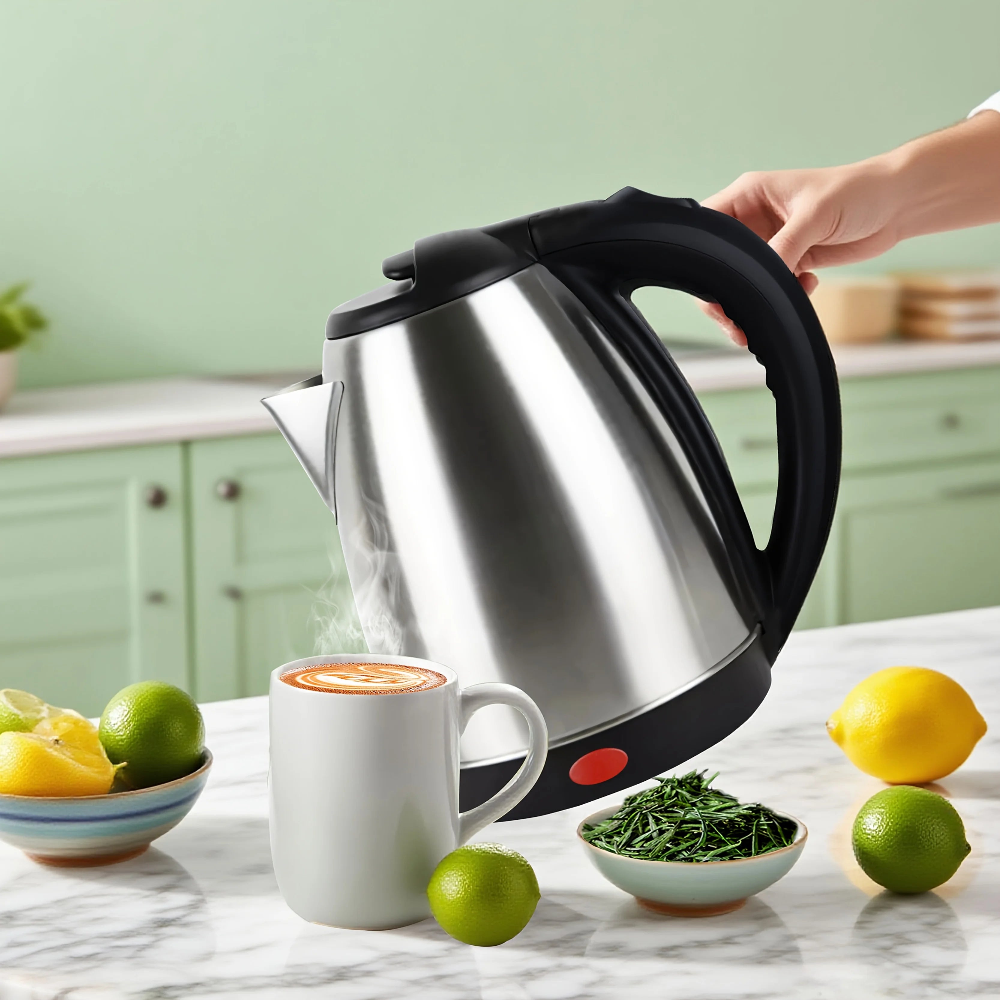 Electric Kettle Set with 2 Ceramic Cups