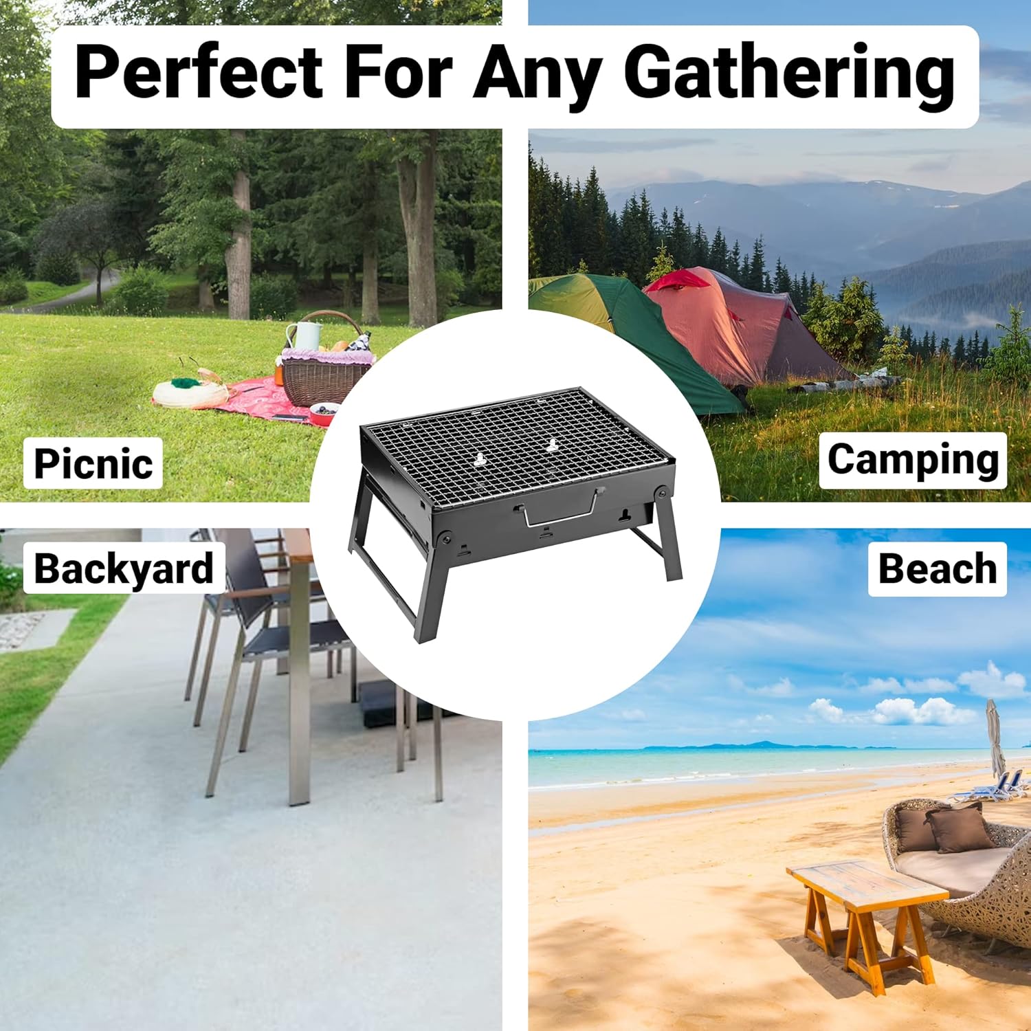 Portable Foldable Stainless Steel Charcoal BBQ Grill in Saudi Arabia | ShopSaudiNow