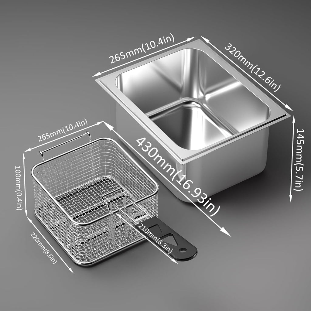 6L Electric Deep Fryer Stainless Steel 2500W