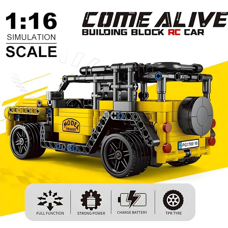 Come Alive 1:16 Scale RC Land Defender Rover. 446-piece DIY building kit with remote control. STEM engineering toy for kids.