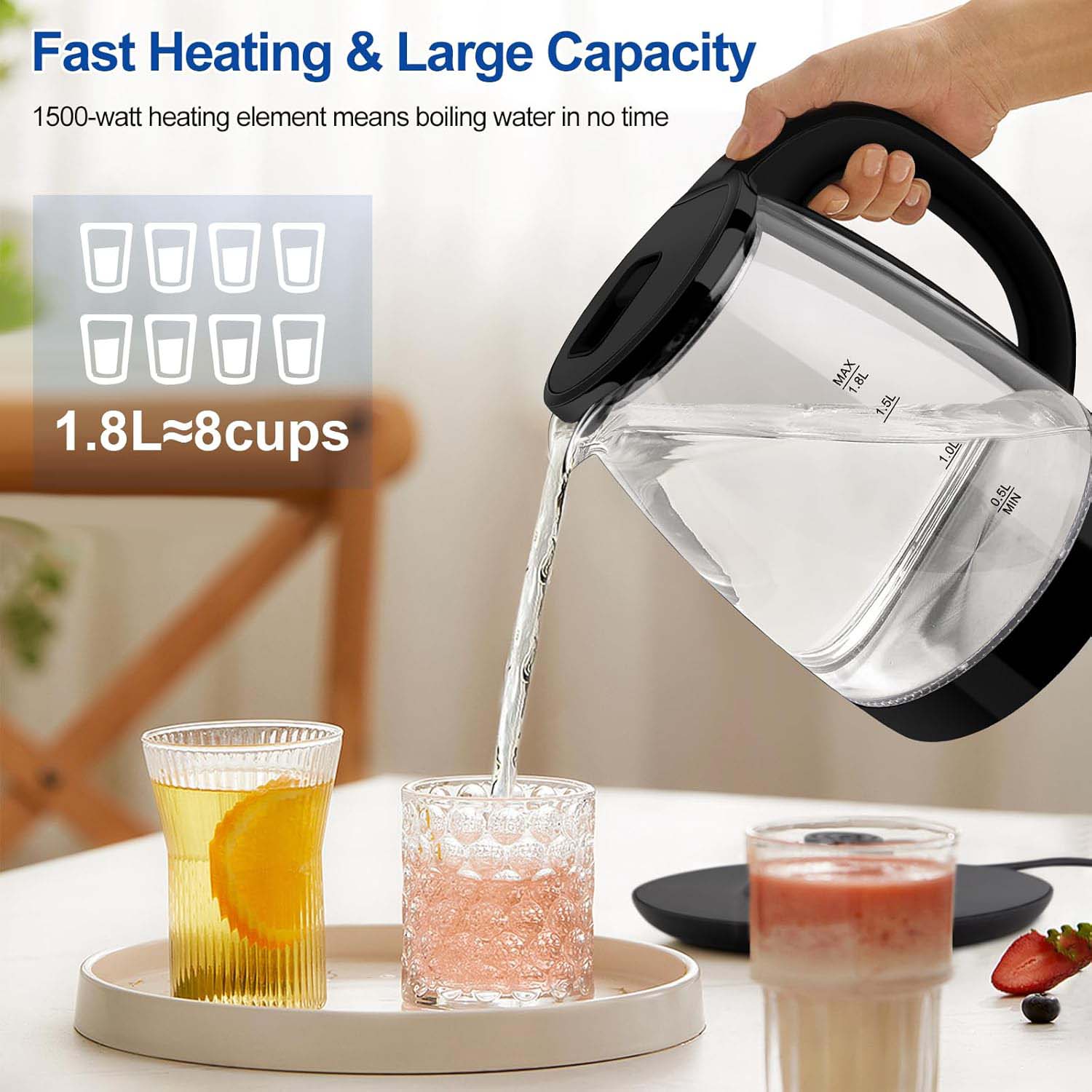 GLASS ELECTRIC KETTLE 2L FAST BOIL