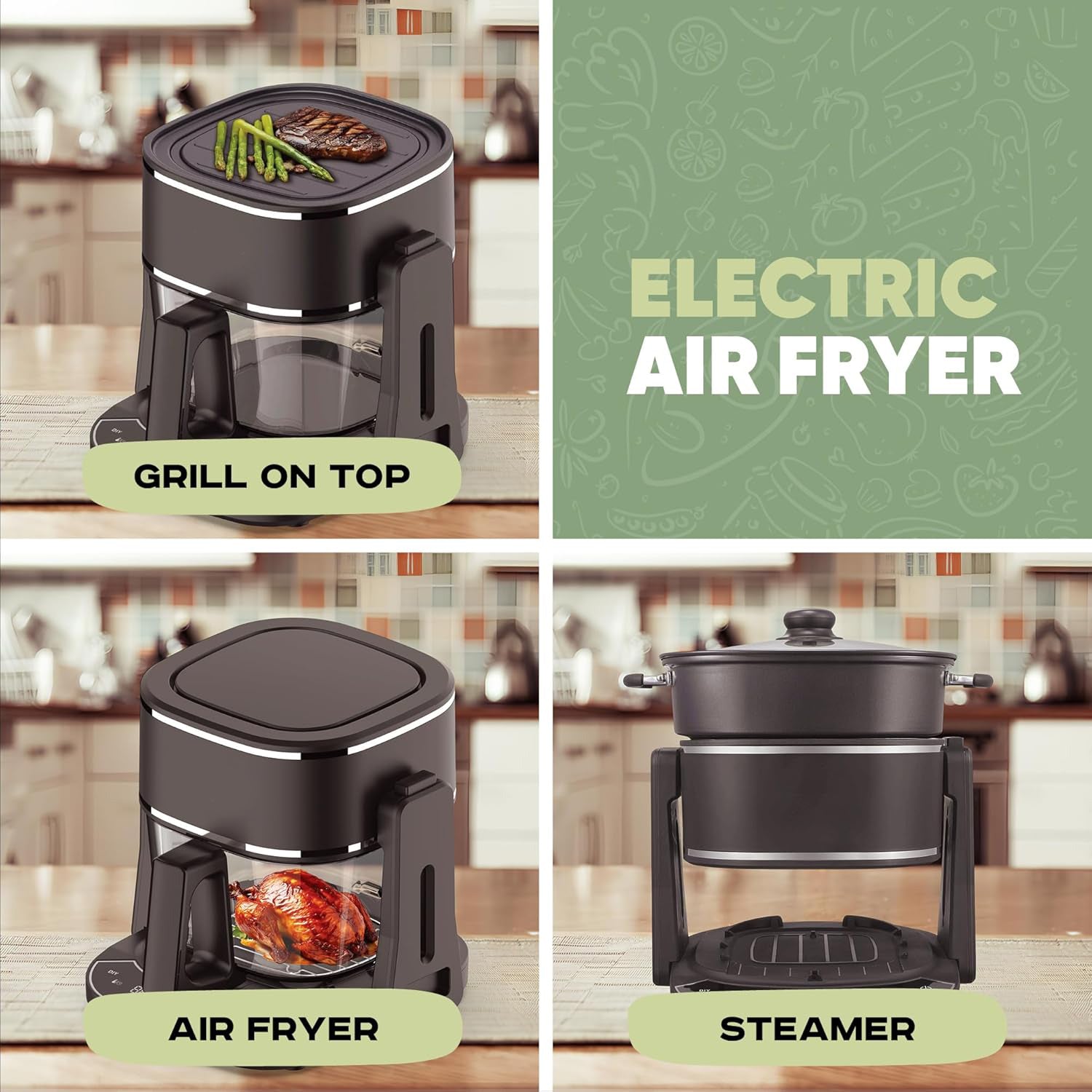 2-in-1 Air Fryer and Grill 4.5L Capacity