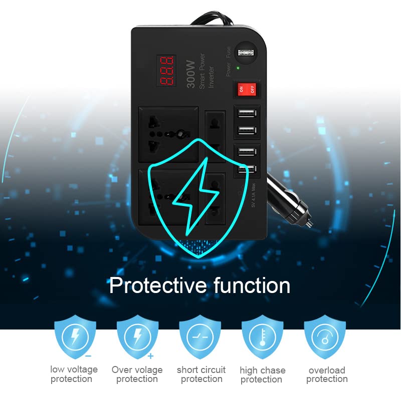 Get 300W Car Power Inverter 12V/24V DC in KSA
