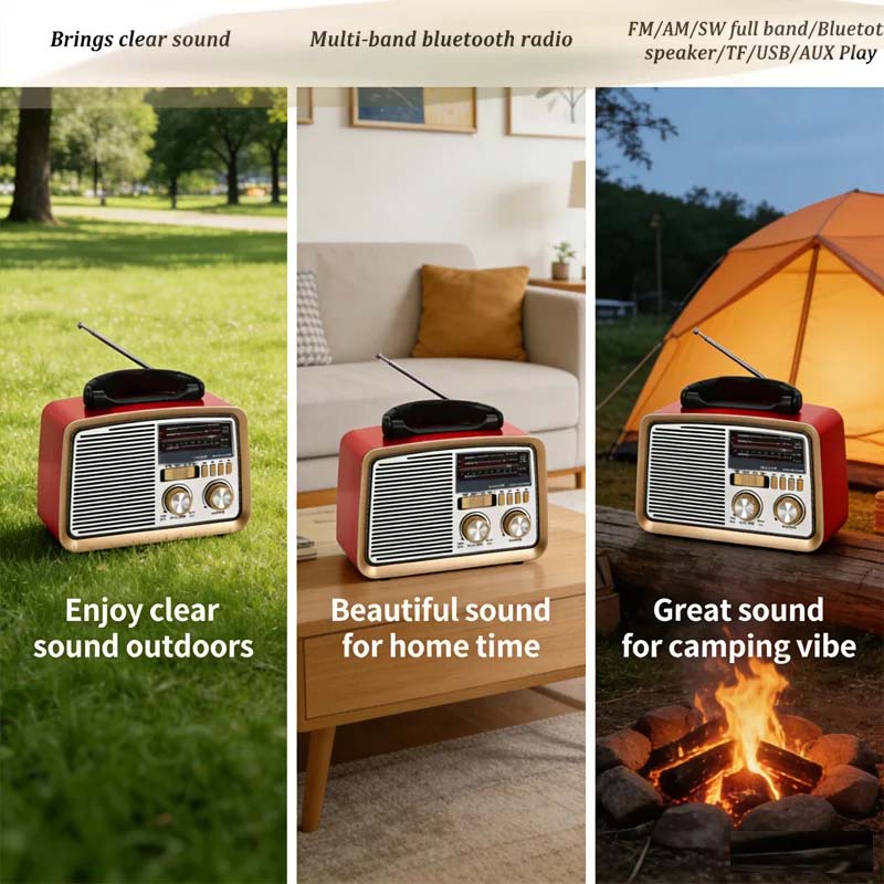 Retro HiFi Bluetooth Speaker with Solar Charging