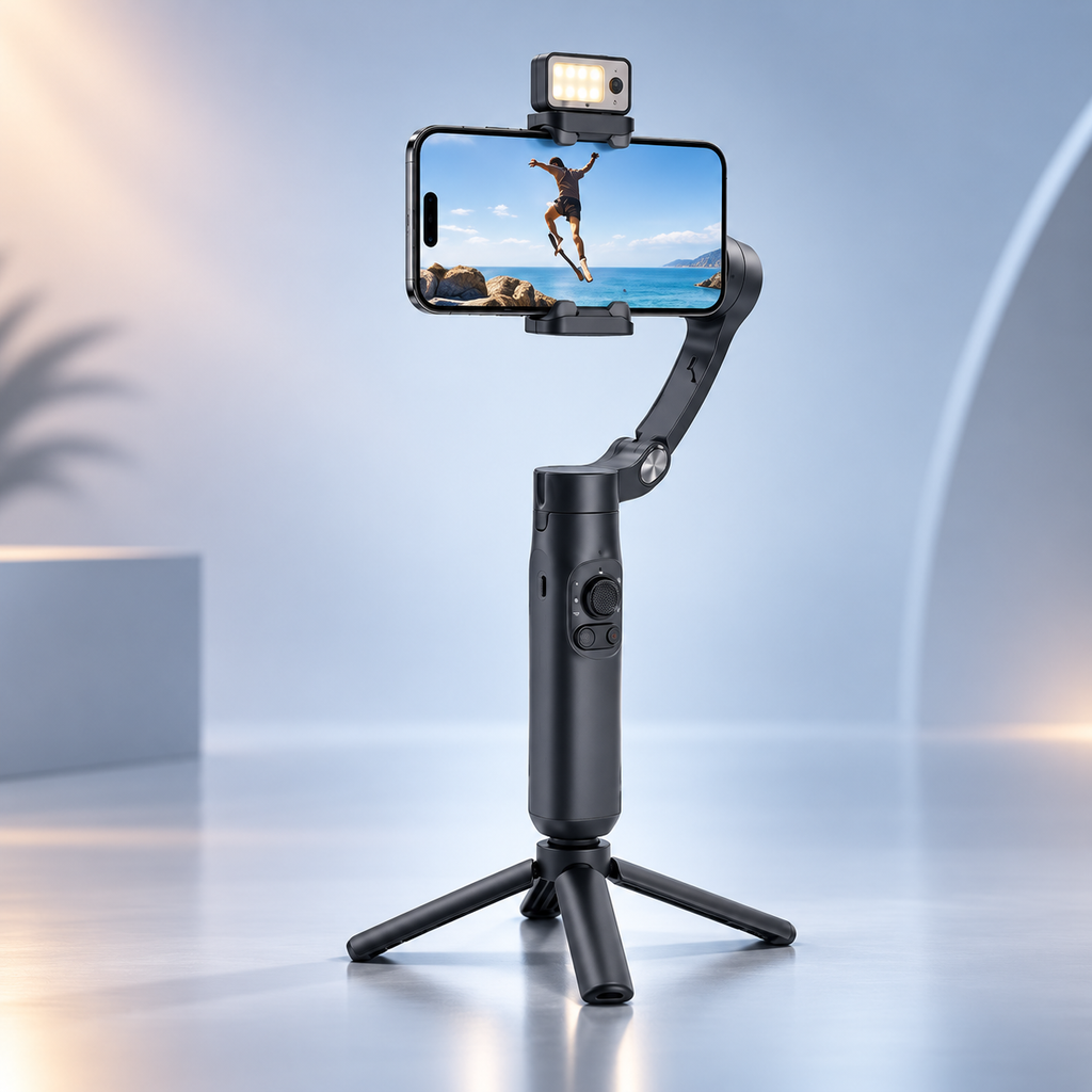 X5 Pro AI Tracking Smartphone Gimbal Tripod with Magnetic Ring Holder