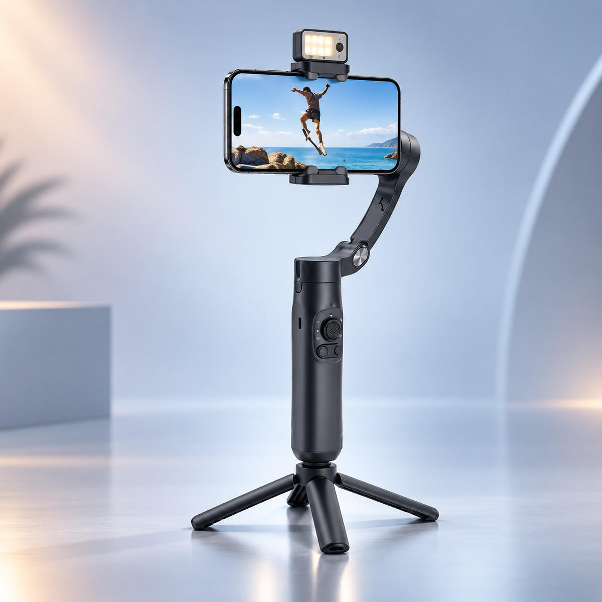 X5 Pro AI Tracking Smartphone Gimbal Tripod with Magnetic Ring Holder